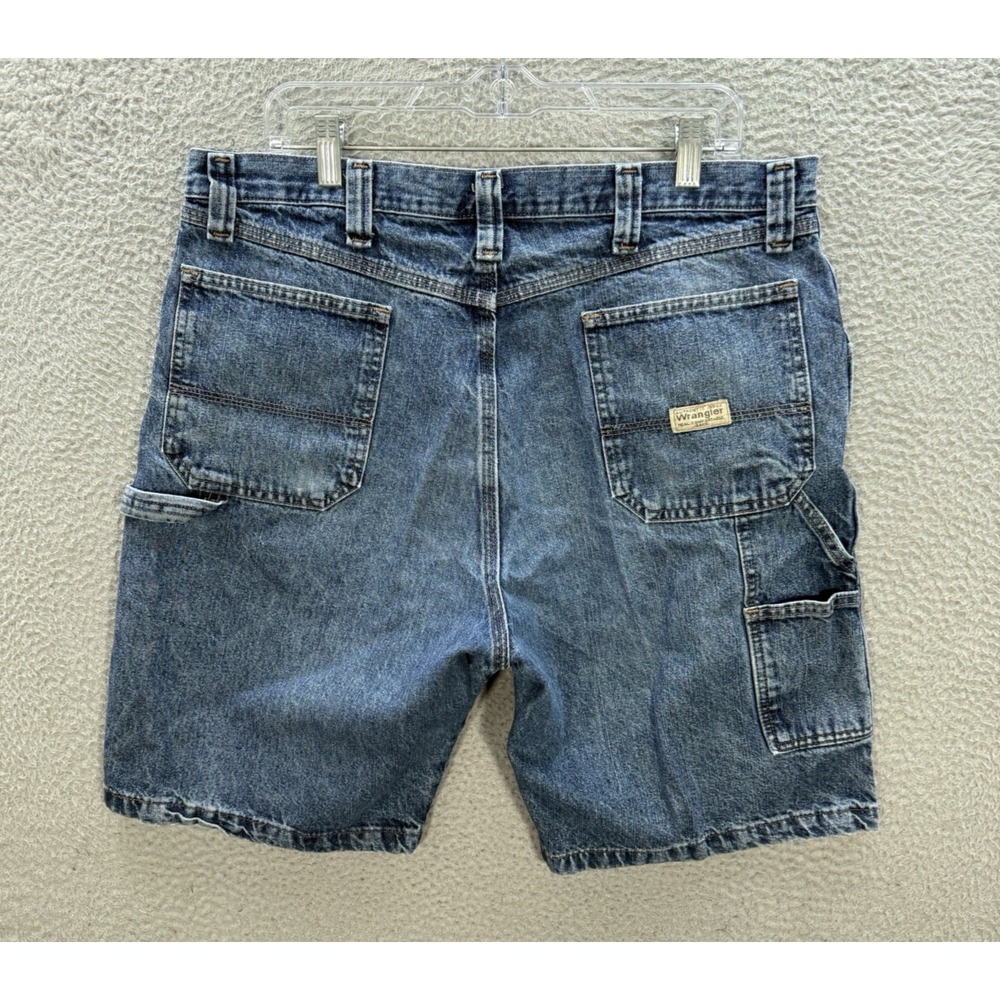 Wrangler Shorts Mens 38 Blue Denim Carpenter Jorts Workwear Chore Barn Grunge